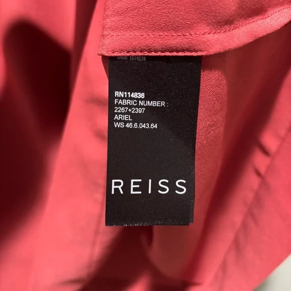 Reiss Lace Inset Rust Ariel Top sz 8 Satin Feminine Fall Office Dainty Raglan - Picture 5 of 9